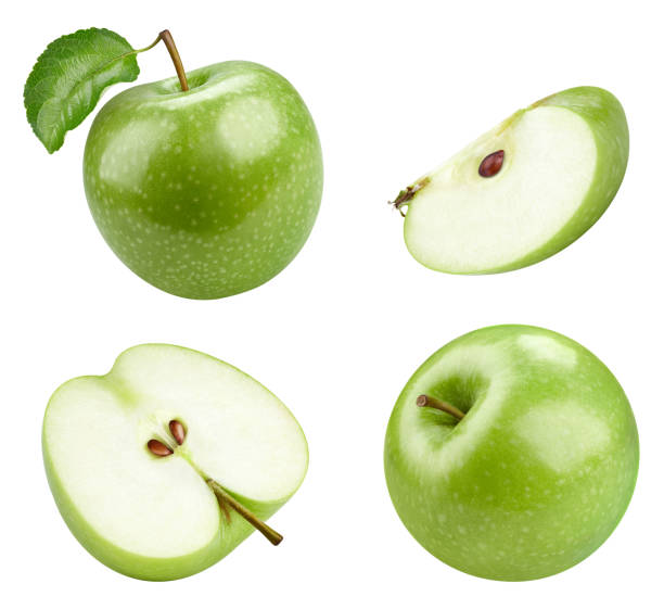 istock Green apple isolated on white background 2163558381