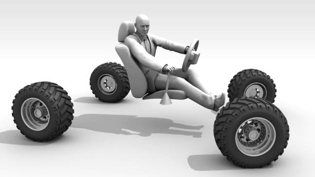 istock Carless Driver with Offroad Wheels 2163558976