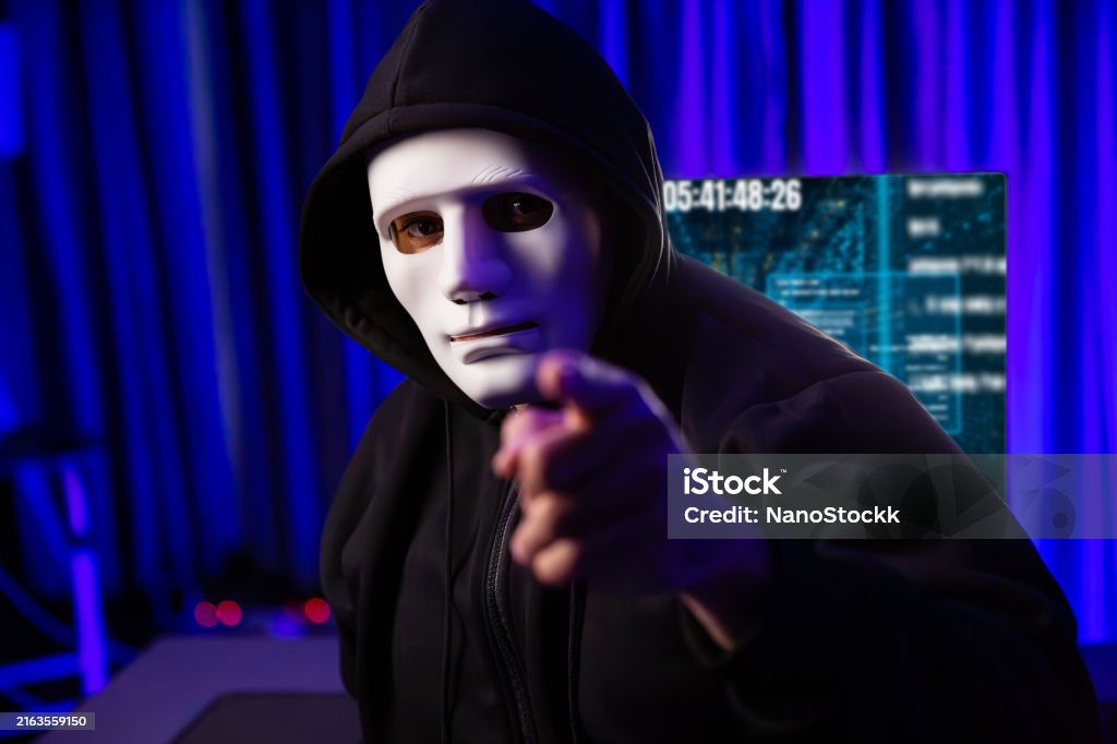 Anonymous Programmer Hack White Criminal Anonymous Mask Pointing To Camera As Hack Programmer ...