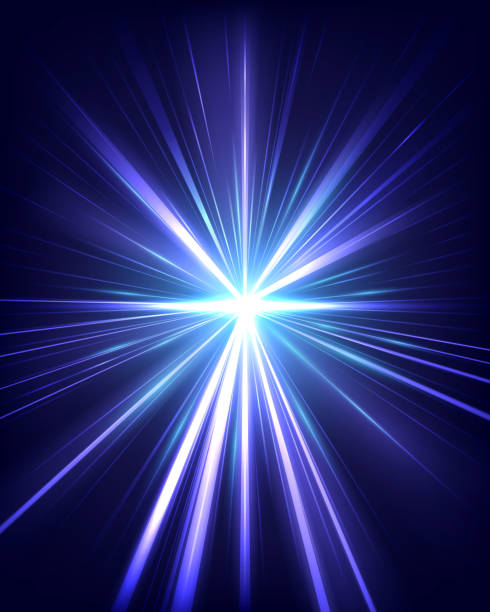 istock Abstract purple and blue light burst radiating outward on a dark background, representing energy, motion, and technology. 2163561379