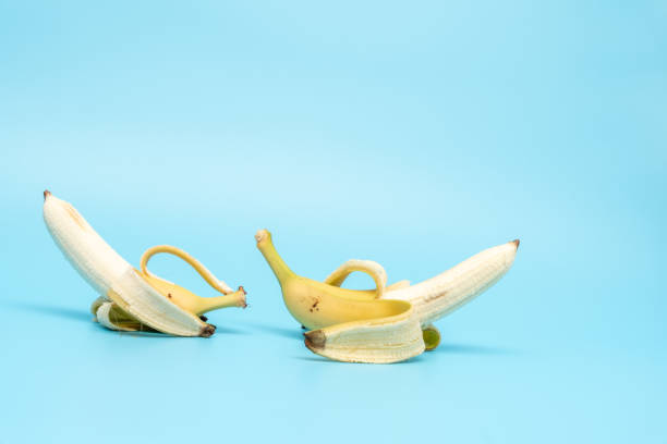 istock Ripe bananas on a blue background. 2163561572
