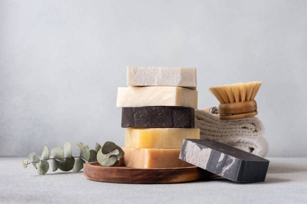 istock Handcraft organic soap bars and cotton towels 2163568887