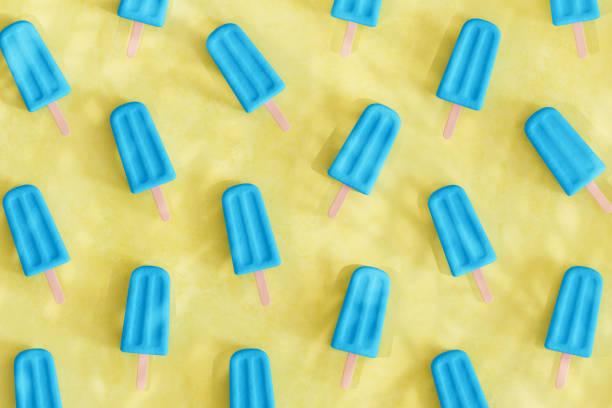 Ice cream stick, Popsicle, Minimal summer background with palm tree shadows. Digitally generated image. 3d render.