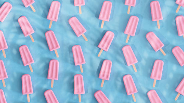 istock Ice cream stick, Popsicle, Minimal summer background with palm tree shadows 2163569910