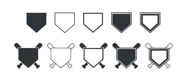 Baseball Home Plate Vector Icon. Vector Template Design. Silhouette. Playing. Home base. Sport. Baseball Home Plate Vector Icon. Vector Template Design. Silhouette. Playing. Home base. Sport. baseball base icon stock illustrations