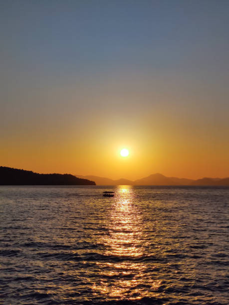istock a beautiful ship is sailing in the blue sea 2163577688