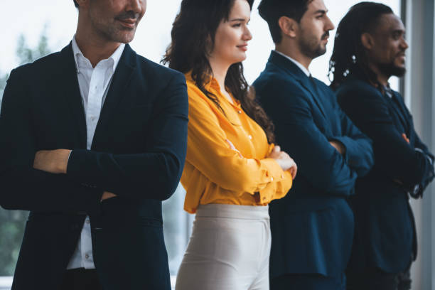istock Diversity candidates standing with arm crossed with confident. Intellectual. 2163578149