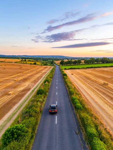 Aerial view of beautiful agricultural fields