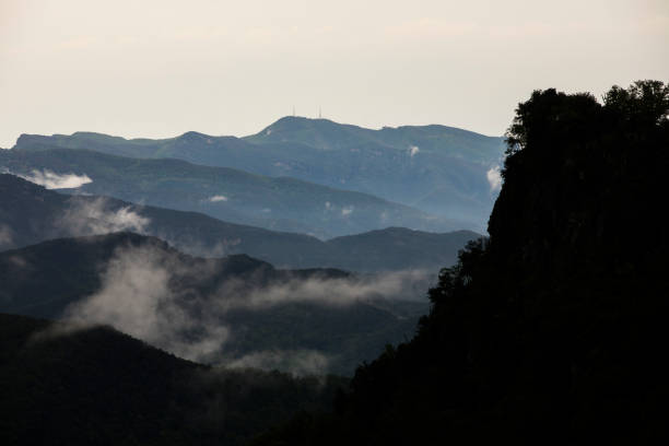 Heavy cloud fog in mountains