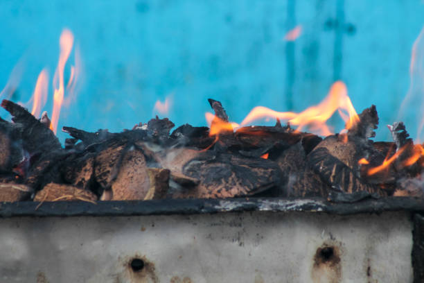 Burning charcoal to burn satay or meat. Hot