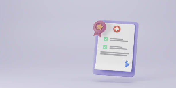 istock clipboard healthy check list and guarantee icon on purple background. 3d rendering 2163582346