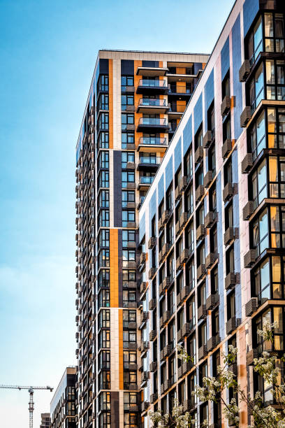 istock Modern tower buildings or skyscrapers and blue sky 2163584912