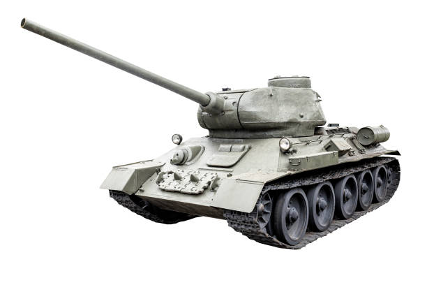istock Old soviet tank T-34-85 on white background 2163585727