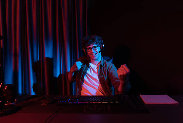 istock Streamer team getting winner players with Esport online fighting on pc. Gusher. 2163587706
