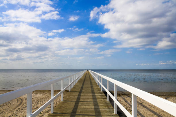 istock a large long pier on a sea beach 2163589323