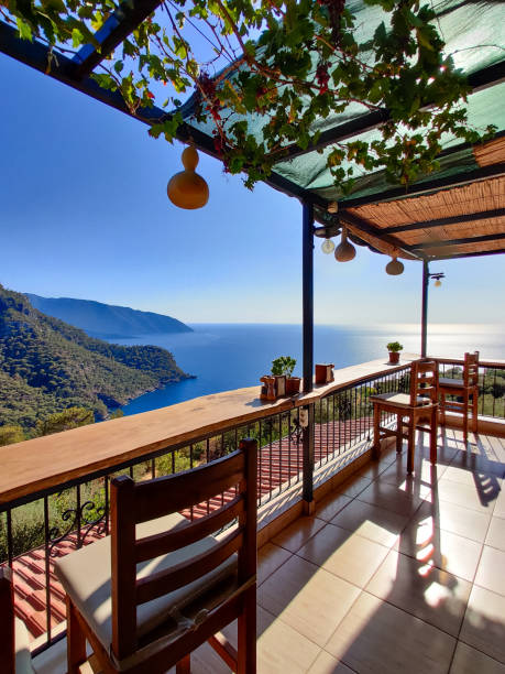 istock beautiful interior of a restaurant on the seashore 2163595872