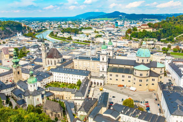 Salzburg skyline aerial view, Austria