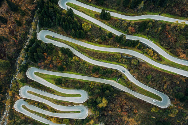 istock Scenic Mountain Road with Curves in Switzerland 2163615972