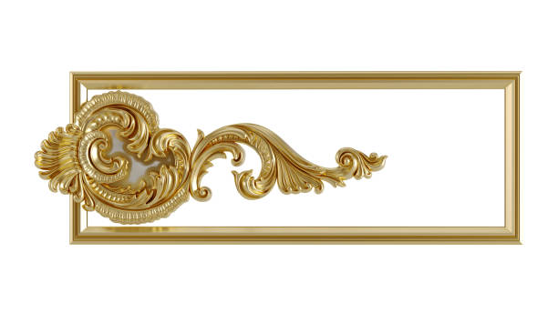 istock Decorative golden vintage frames, Golden baroque frame on white background. 2163619929