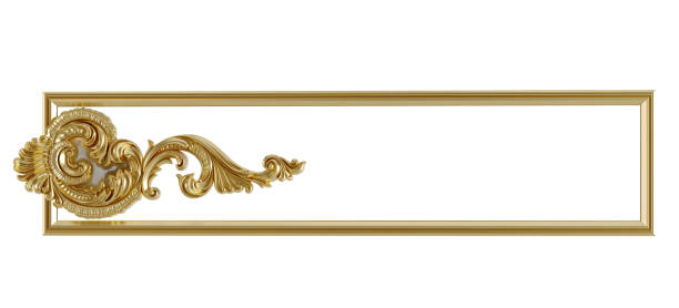 istock Decorative golden vintage frames, Golden baroque frame on white background. 2163619930