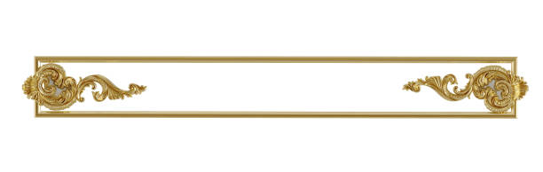 istock Decorative golden vintage frames, Golden baroque frame on white background. 2163619948