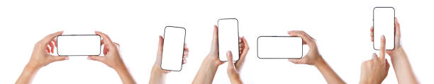 istock Series of hands holding mobile phones 2163620948