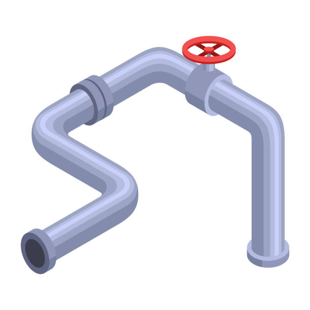 Pipes isometric. Pipe tube for water. Plumbing construction pipeline with serviceable element. 3d industrial water system Pipes isometric. Pipe tube for water. Plumbing construction pipeline with serviceable element. 3d industrial water system. pvc flange stock illustrations