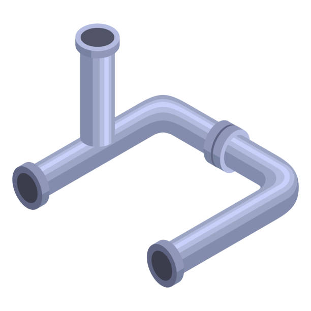 Pipes isometric. Pipe tube for water. Plumbing construction pipeline with serviceable element. 3d industrial water system Pipes isometric. Pipe tube for water. Plumbing construction pipeline with serviceable element. 3d industrial water system. pvc flange stock illustrations