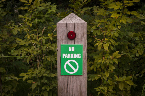 istock No Parking sign on a wooden post 2163624642