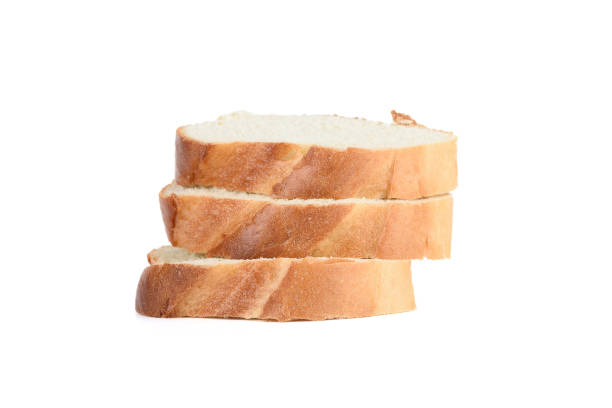 istock Three slices from a wheat loaf on a white background. 2163626261