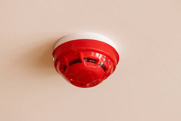 Smoke alarm sensor on a office ceiling