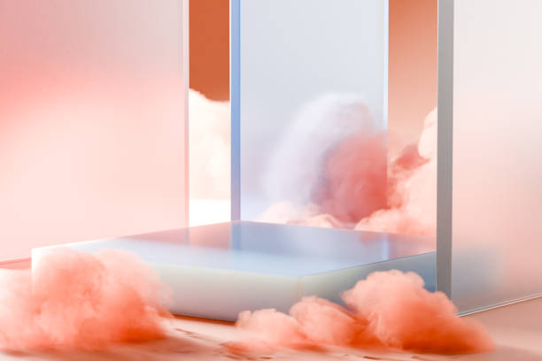 istock Abstract Minimalist Pastel Colored Platform with Smoke 2163630188