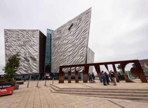 Abstract view of metal cladding UK.  There are no people in the photograph