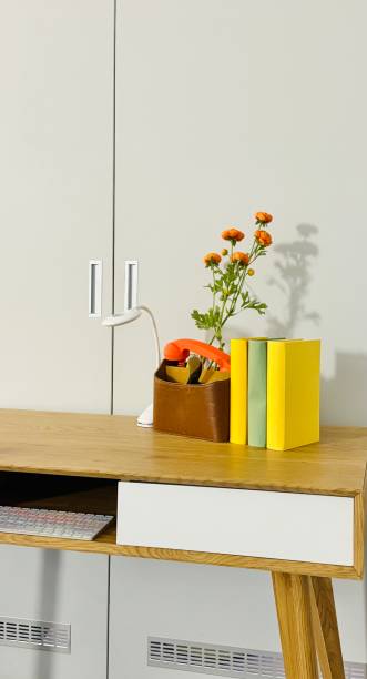 istock Desk at the white wall 2163631641