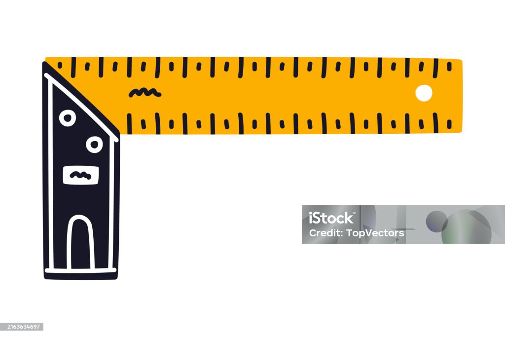 Contruction Ruler Drawing Angle Ruler For Measurement As Construction Tool Vector Illustration ...