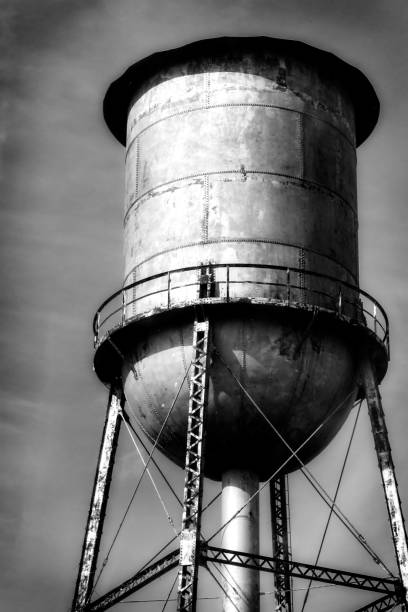 istock Vintage Water Tower in Black and White 2163637781