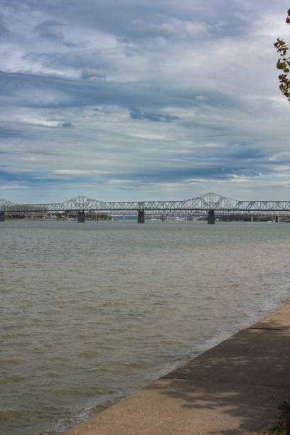 istock Ohio River and Bridge with River and Cloudy Sky 2163638404