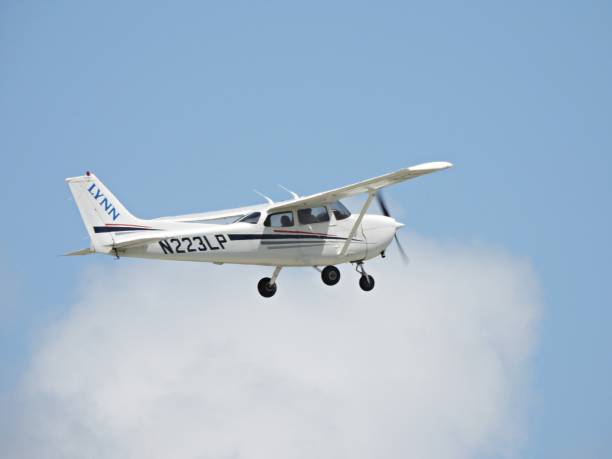 Boca Raton, Palm Beach County, Florida, USA July 25, 2024. A Cessna 172Sfixed wing single engine (4 seats / 1 engine)N223LP taking off from the Boca Raton Airport.