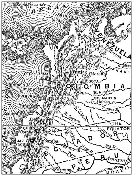 Antique map of Colombia (1899)