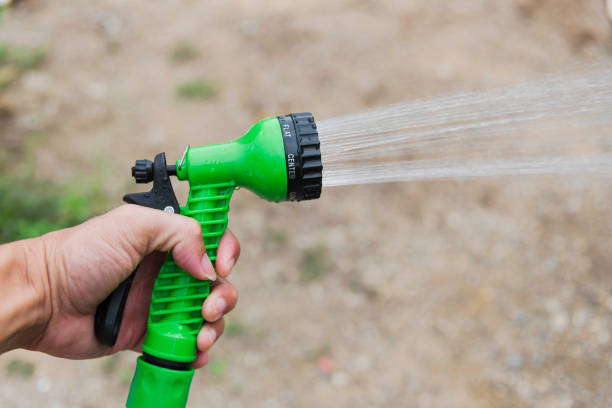 Closeup of a new, mass produced garden hose.