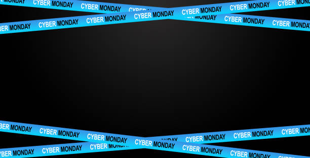 istock Cyber monday sale design template. Decorative blue bow with price tag. Vector illustration. 2163647249