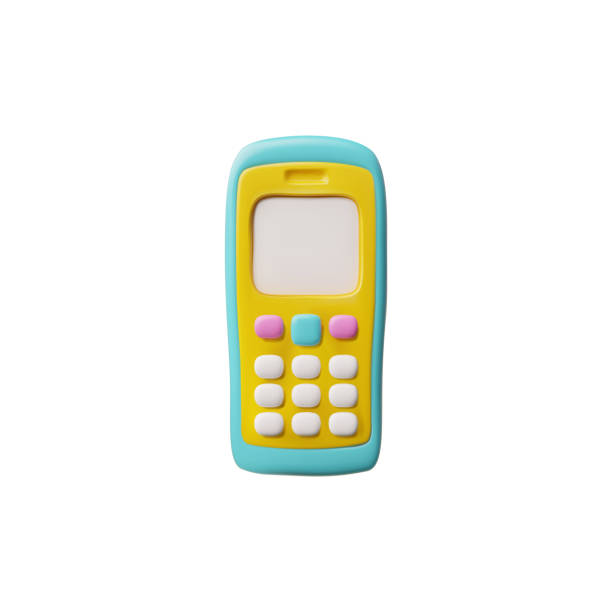 istock Vintage yellow-green 3D phone with classic keyboard and screen on a white background 2163648106