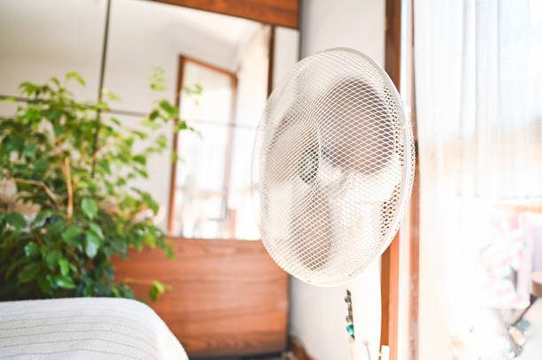 Electric fan in a modern bedroom.