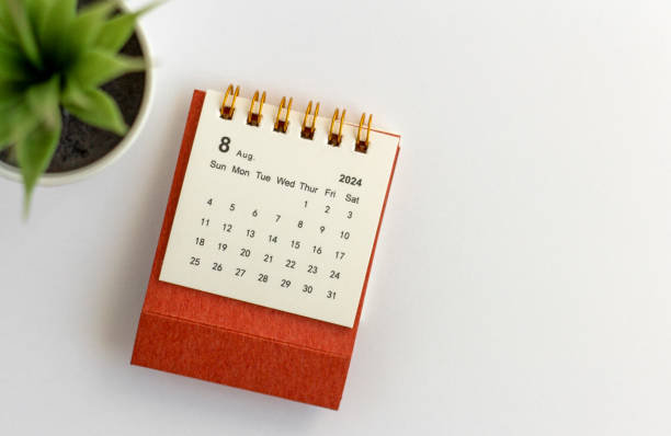 istock August .2024 desk calendar on your desktop for planning. 2163652286