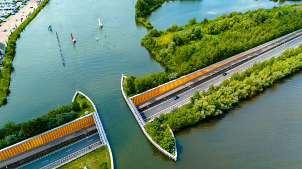 istock Aquaduct Veluwemeer: Where Road Meets Water in the Netherlands 2163652378