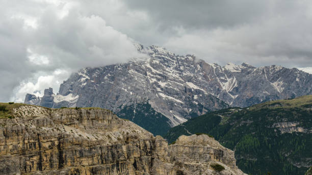 istock Tre Cime Circuit in the Dolomites: Snow and Unpredictable Clouds 2163653382