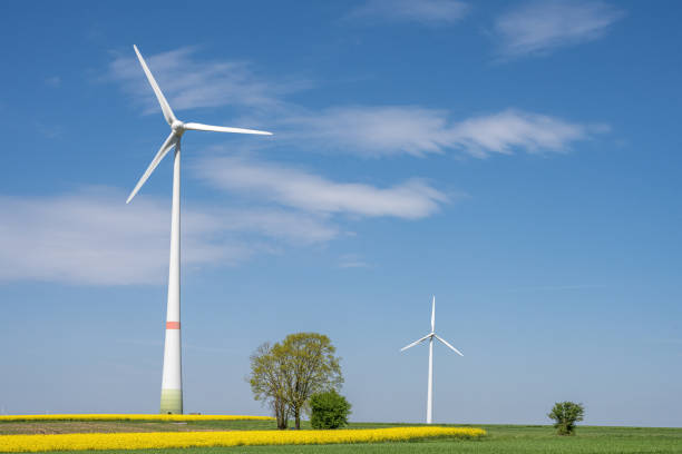 istock Rural landscape with wind turbines 2163653563