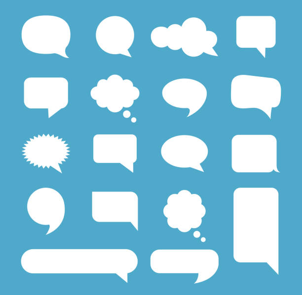 Speech Bubble Icons Set Vector illustration speech bubble icons set on blue background. callouts stock illustrations