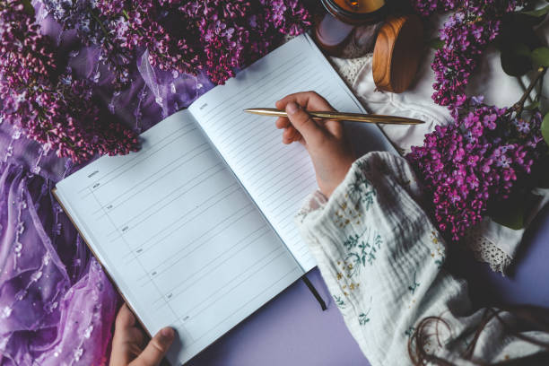 istock Girl writes in a notebook, aesthetics 2163659531