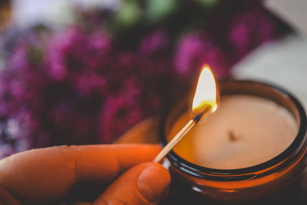 istock Girl lights a candle, spring aesthetics 2163659534